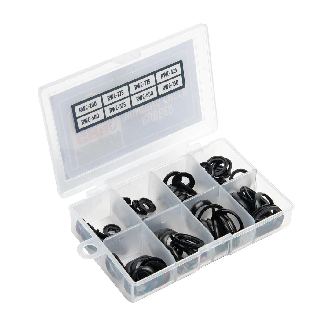 CRB Black Rubber Winding Checks - 80-Piece Assortment Kit Components 4 CRB Black Rubber Winding Checks - 80-Piece Assortment Kit Components