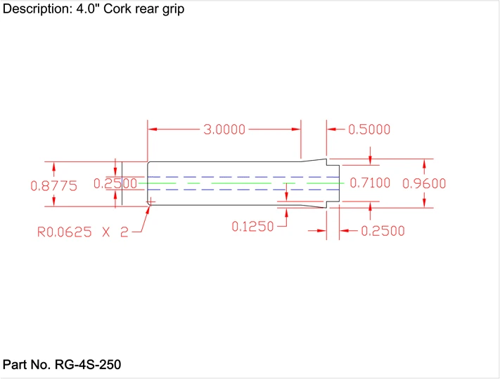 CRB Straight Rear Grip With Single Tenon For Spinning Rods 4 CRB Straight Rear Grip With Single Tenon For Spinning Rods