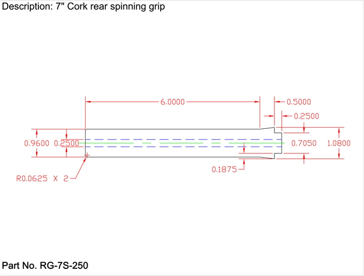 CRB Straight Rear Grip With Single Tenon For Spinning Rods 6 CRB Straight Rear Grip With Single Tenon For Spinning Rods