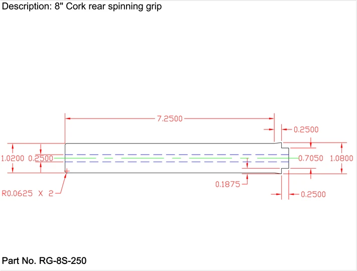 CRB Straight Rear Grip With Single Tenon For Spinning Rods 7 CRB Straight Rear Grip With Single Tenon For Spinning Rods