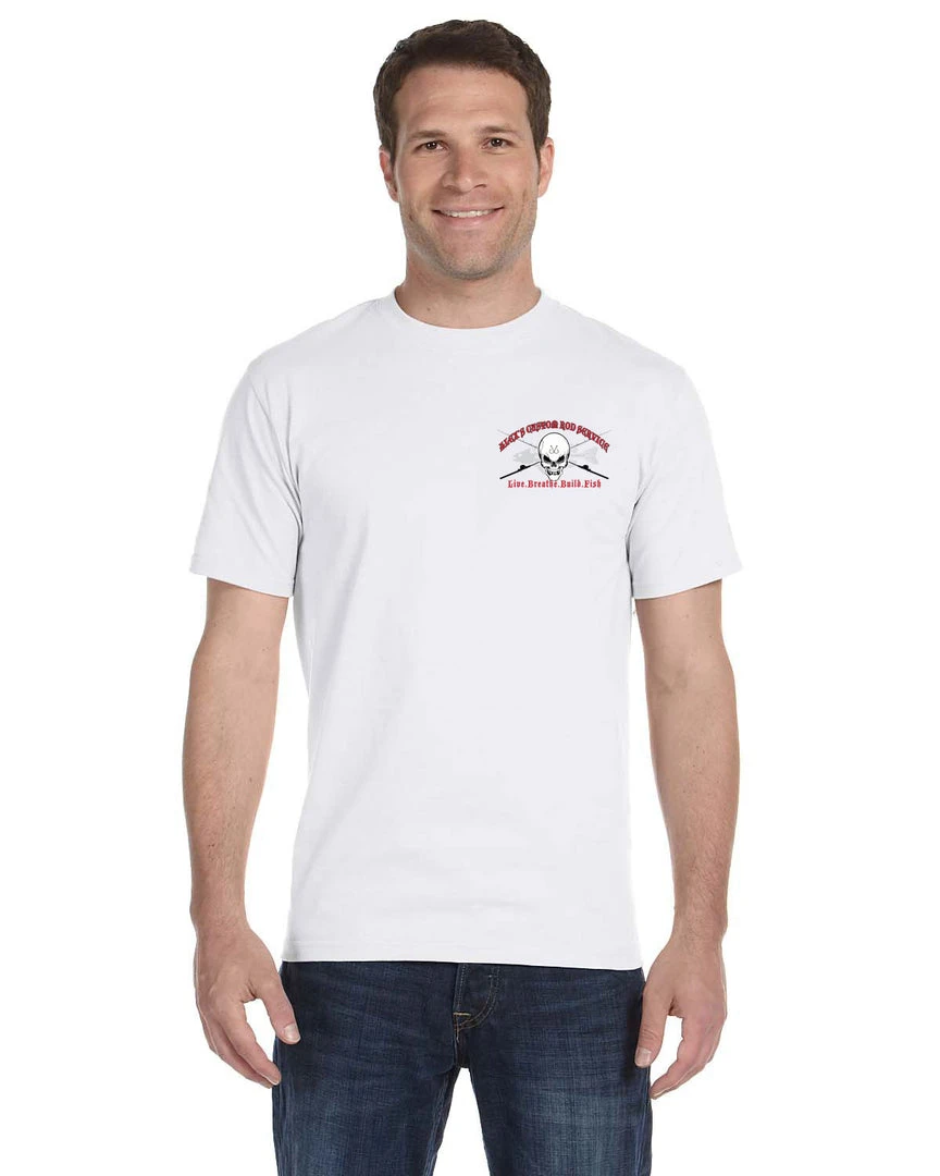 Mud Hole Custom T-Shirt: Skull With Crossing Rods Gear 7 Mud Hole Custom T-Shirt: Skull With Crossing Rods Gear