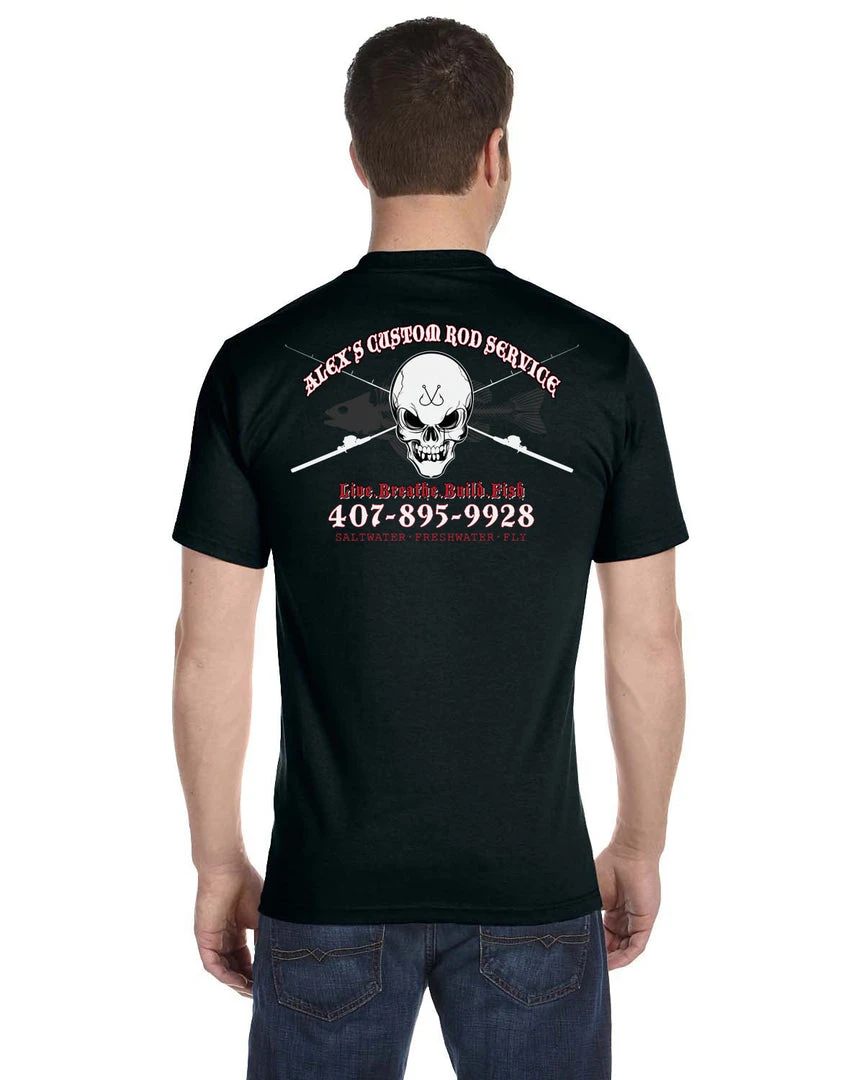 Mud Hole Custom T-Shirt: Skull With Crossing Rods Gear 8 Mud Hole Custom T-Shirt: Skull With Crossing Rods Gear