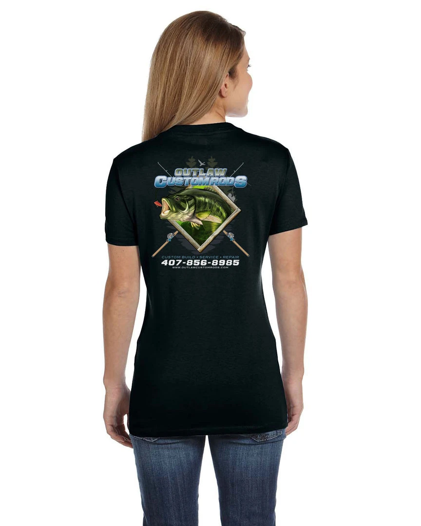 Mud Hole Gear Women's Custom T-Shirt: Largemouth Bass Chasing Lure 8 Mud Hole Gear Women's Custom T-Shirt: Largemouth Bass Chasing Lure